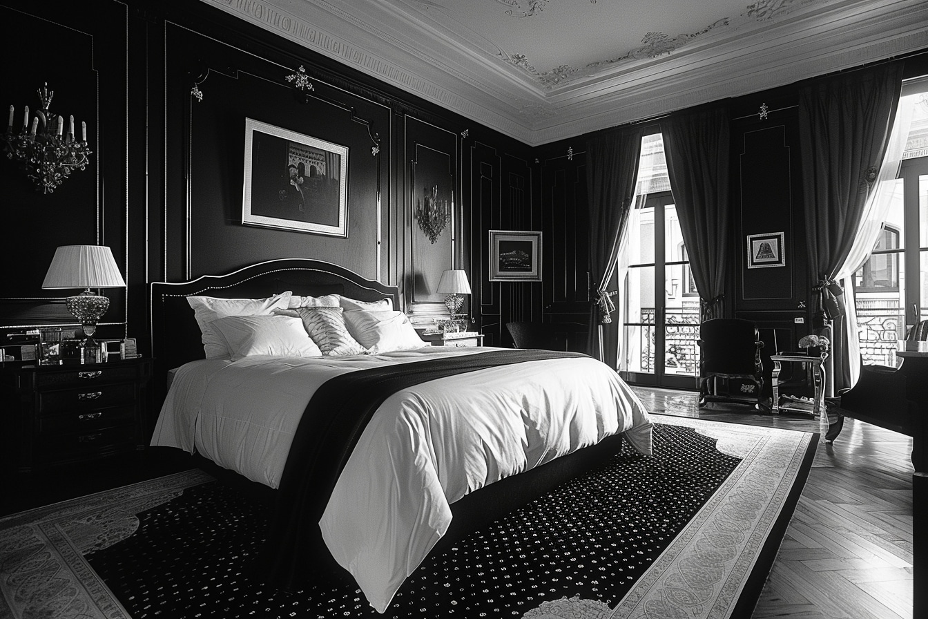Contraste classique : les élégances du noir et blanc dans la chambre